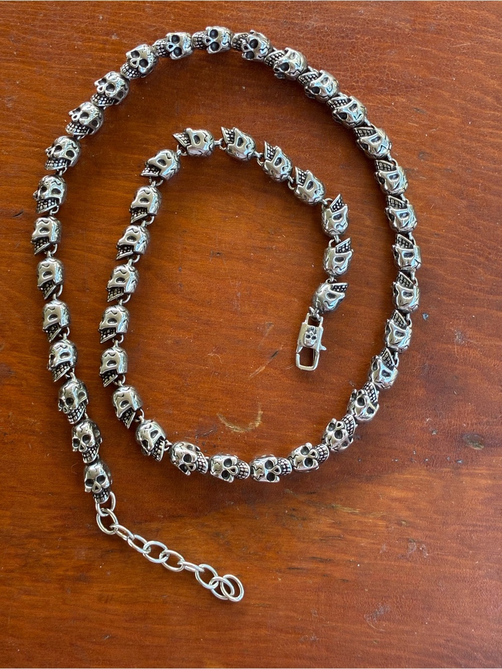Skull Link Necklace - Silver Tone
